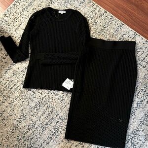 Opening Ceremony Knit Sweater Top & Skirt- Black